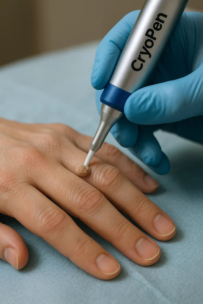 example of cryopen wart removal Shoreham-by-Sea treatment on a persons finger