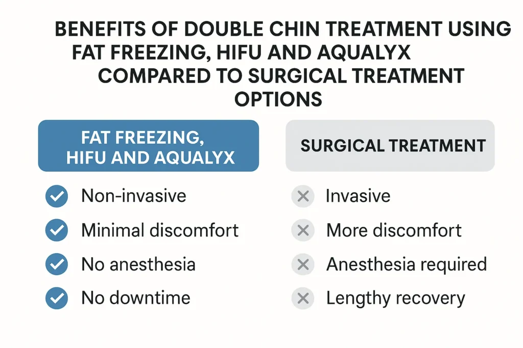 Graphic about the benefits of double chin treatment Shoreham-by-Sea - from LA LIPO
