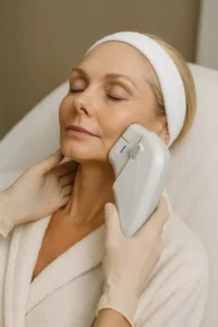 Woman receiving HIFU non surgical facelift treatment Shoreham-by-Sea