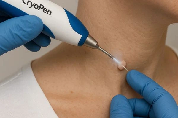 Person receiving Cryotherapy skin tag removal Shoreham-by-Sea