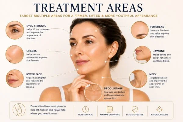 Areas of treatment for the ultimate lift tighten treatment Shoreham-by-Sea